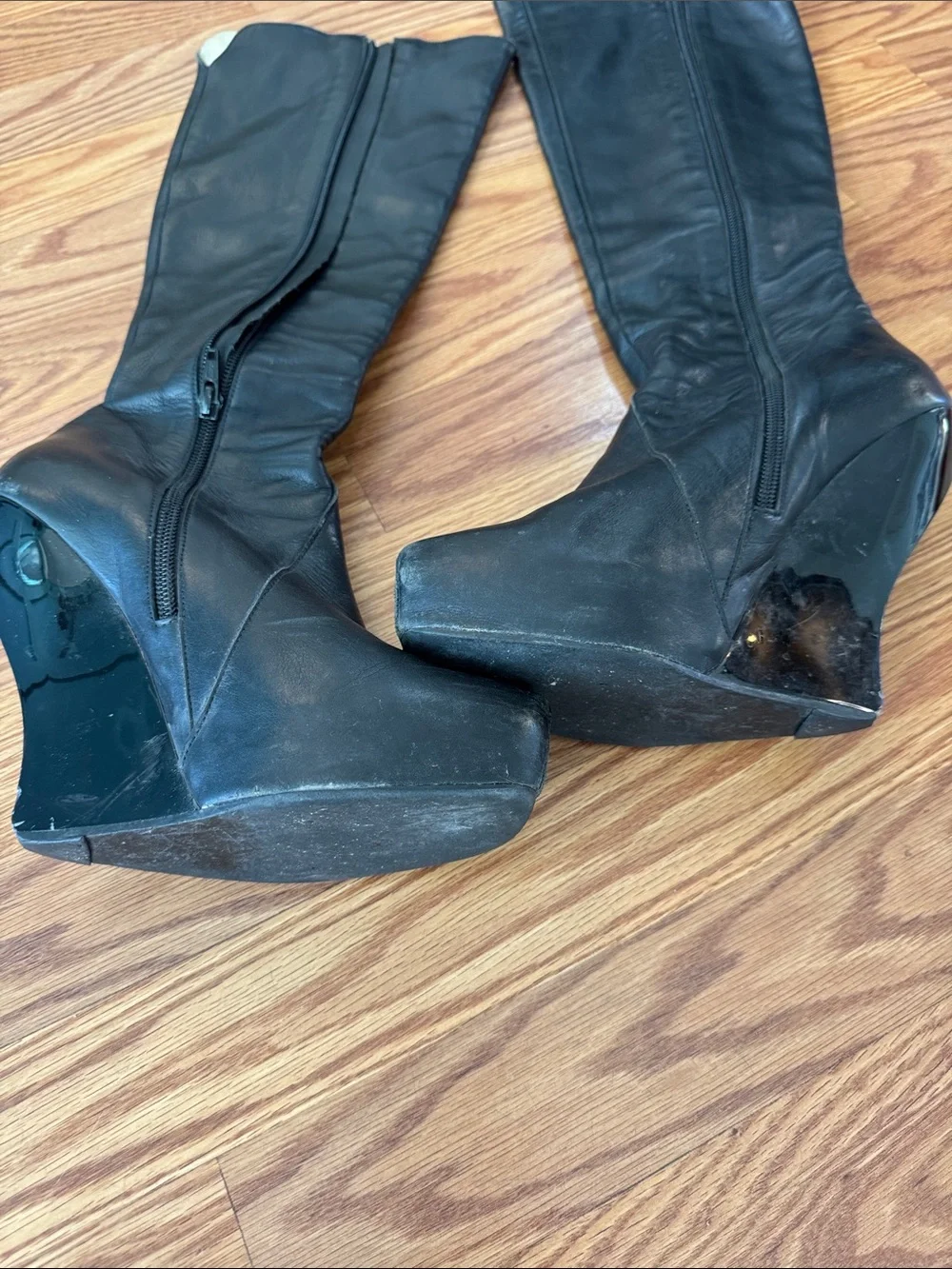 John Fluevog  vampire goth. Wedge Knee-High Boots 7 cosplay
